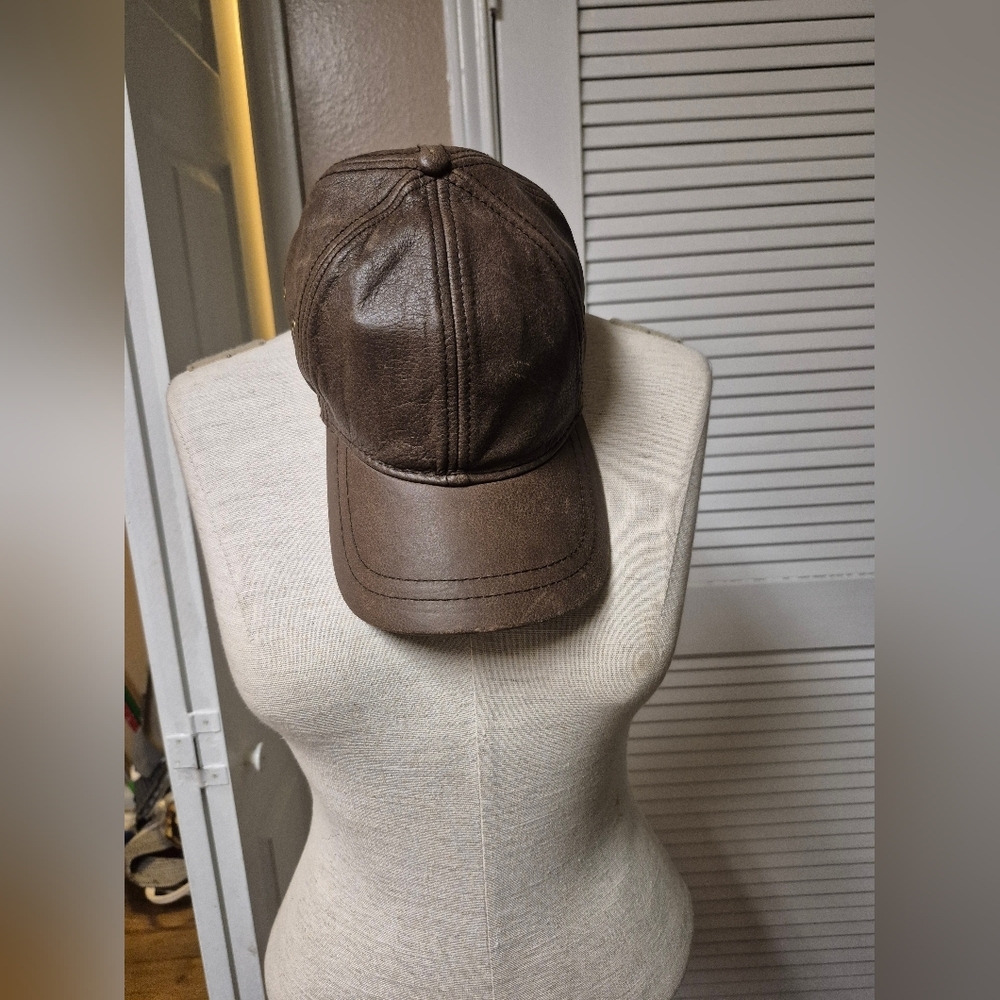 Scala Authentic Brown Leather Cap - image 1